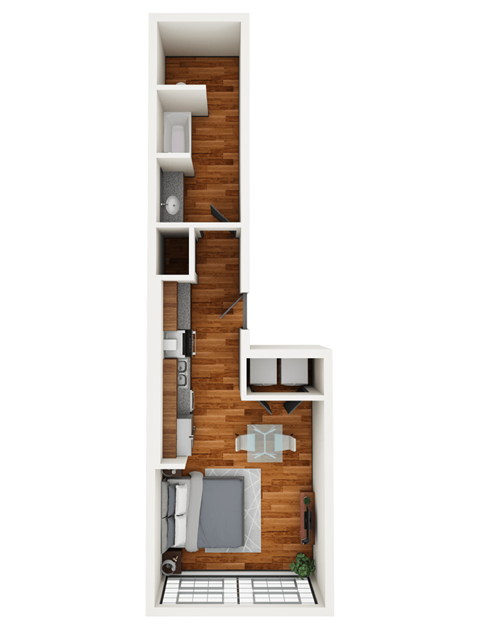 Floor plan for studio, 1 bath, 422 sqft